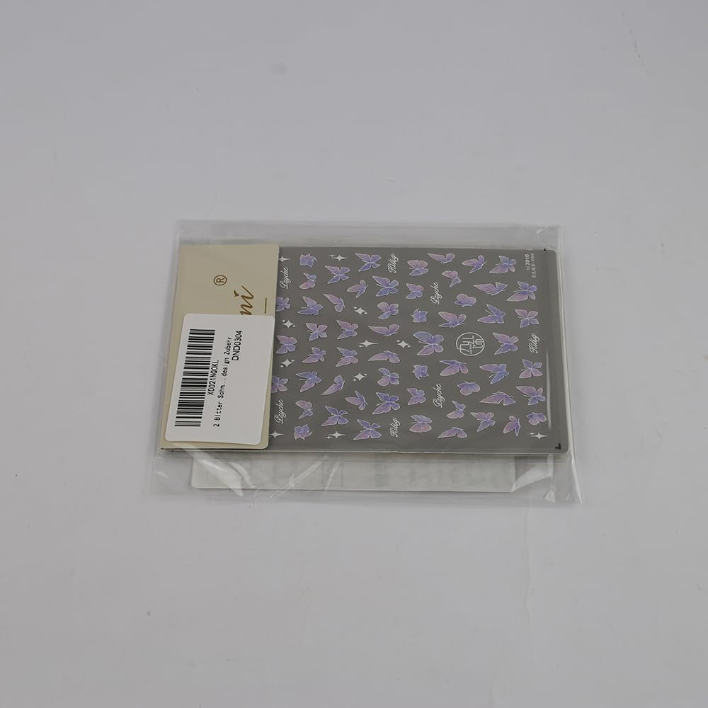 2 Blätter Schmetterling Nagelsticker Selbstklebend,Muschel Glitzer Nail Art Butterfly Nail Sticker Lila Grau Schmetterlinge Nagelaufkleber Relief Laser Butterflies Nagel Sticker Nageldesign Zubehör
