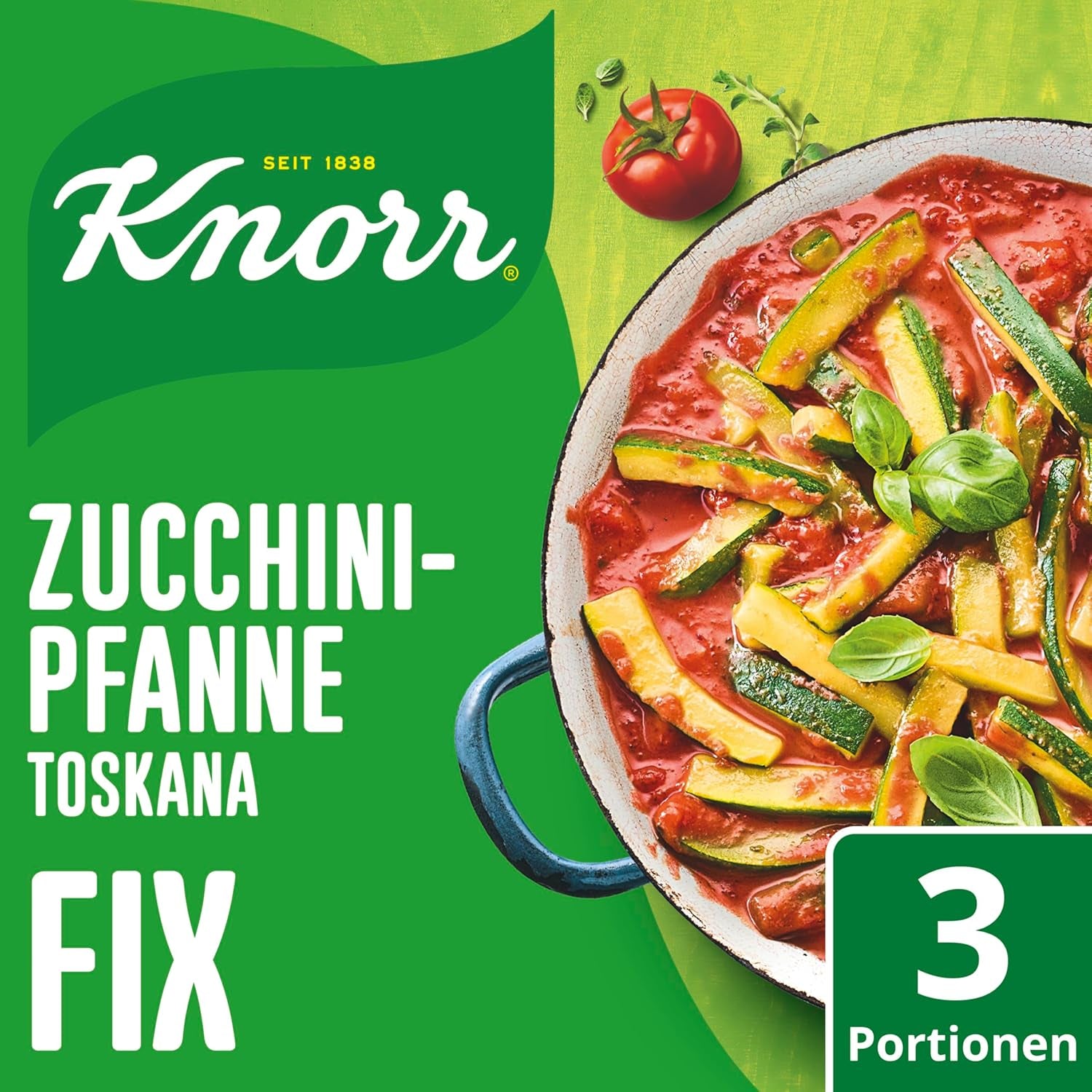 Knorr Fix Veggie Würzmischung Zucchini-Pfanne Toskana mit Gemüse für eine leckeres Gericht ohne geschmacksverstärkende Zusatzstoffe 3 Portionen