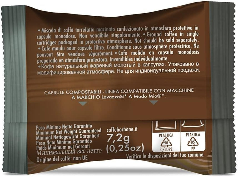 Caffè Borbone Don Carlo, Schwarze Kaffeemischung - 50 Kapseln - Compatible avec Lavazza®* A Modo Mio®* Haushalts-Espressomaschinen