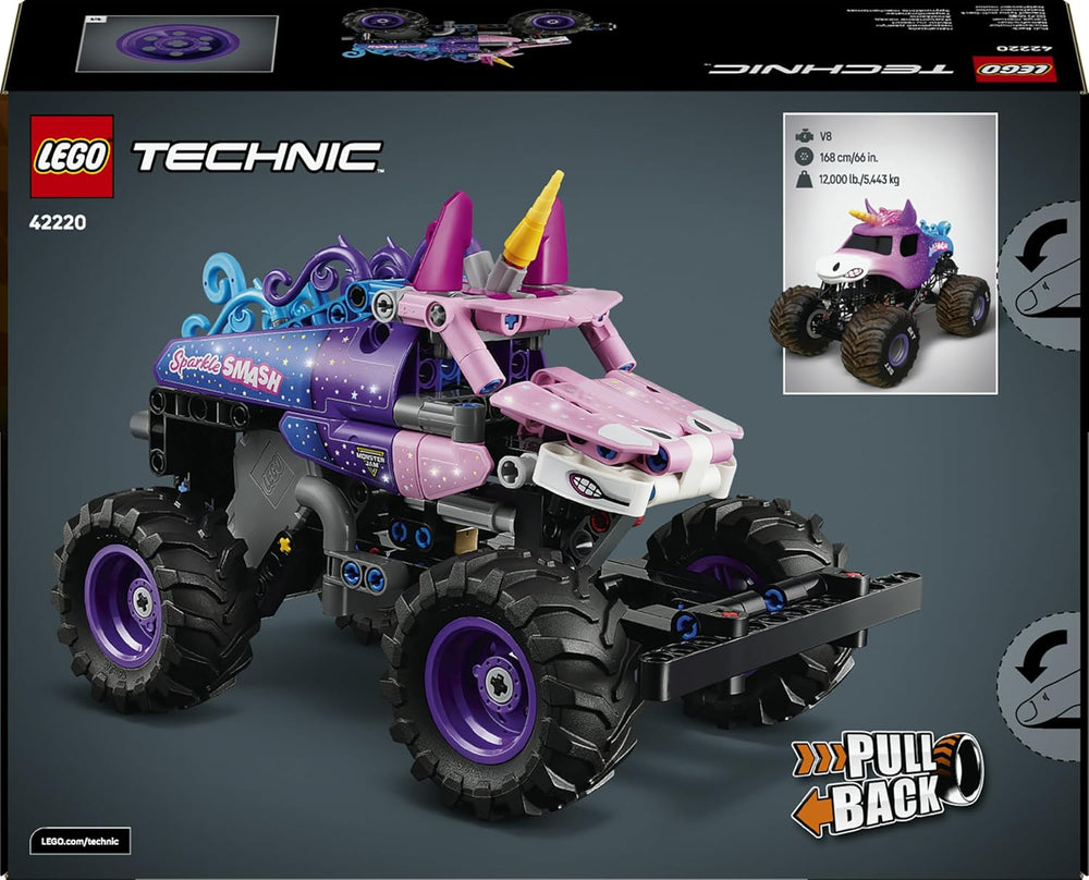 LEGO Technic Monster Jam Sparkle Smash avec moteur à moteur - Jeu de Monstertruck Technic Monstertruck & Einhorn Monster Truck - Créations à partir de 7 ans pour enfants, filles et jeunes - 42220