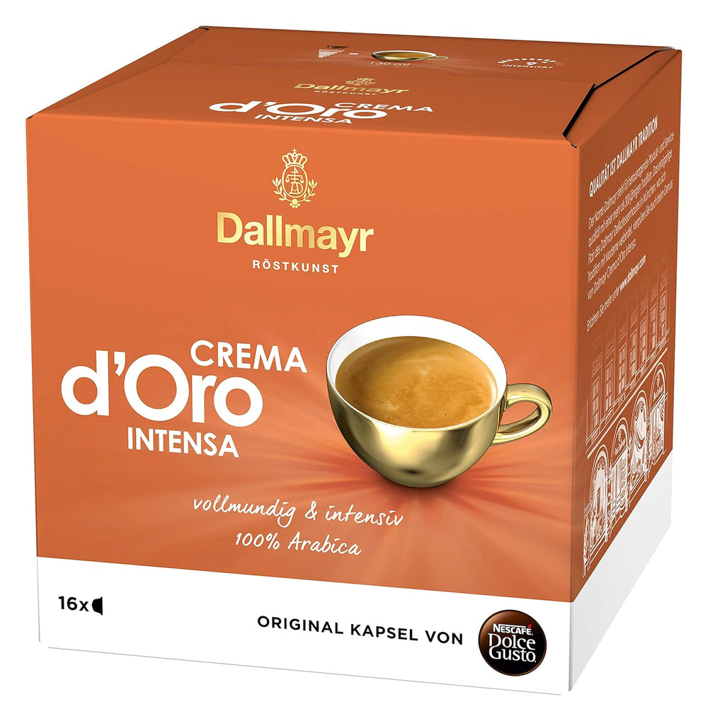 Dallmayr Crema d´Oro, XXL-Vorratsbox & Dallmayr Crema d´Oro intensa (48 capsules de café, intensité 9 sur 12, 100 % Arabica de Bohême), paquet de 3 (3x16 capsules)