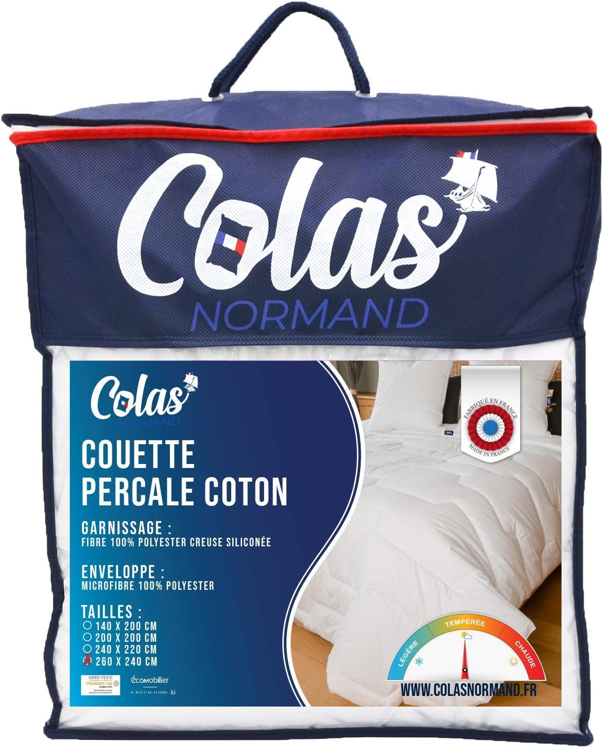 COLAS NORMAND Couette Percale Coton 260 X 240 Cm Percale 100% Coton Haute Qualité Douce Et Confortable Durable Finition Fine Fabriquée En France Blanc Naty Shop Couettes Et Couettes 260X240 Cm Approuvées