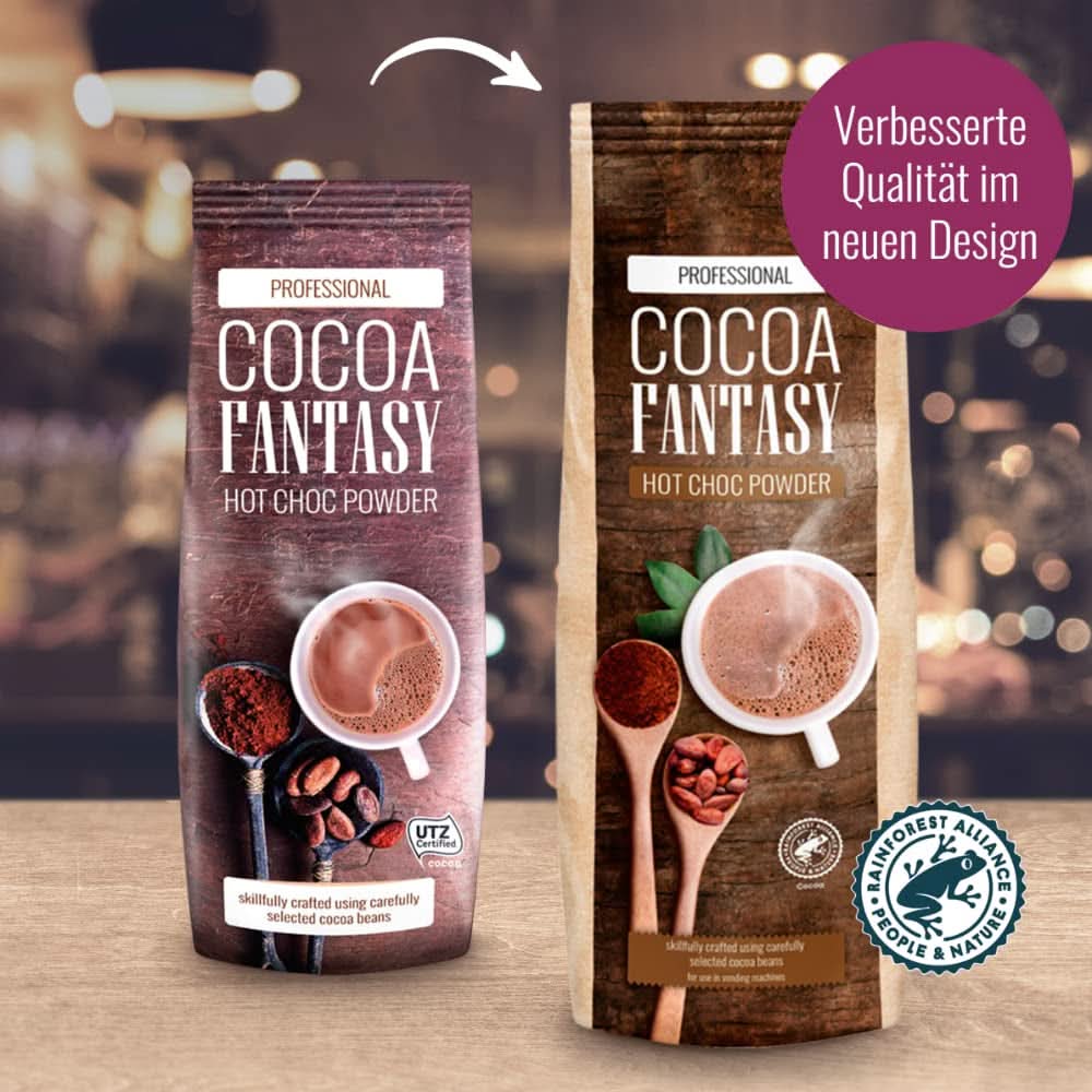 Cocoa Fantasy Hot Choc Powder, 1 kg de cacao en poudre pour chocolat chaud, 15% de cacao Naty Shop