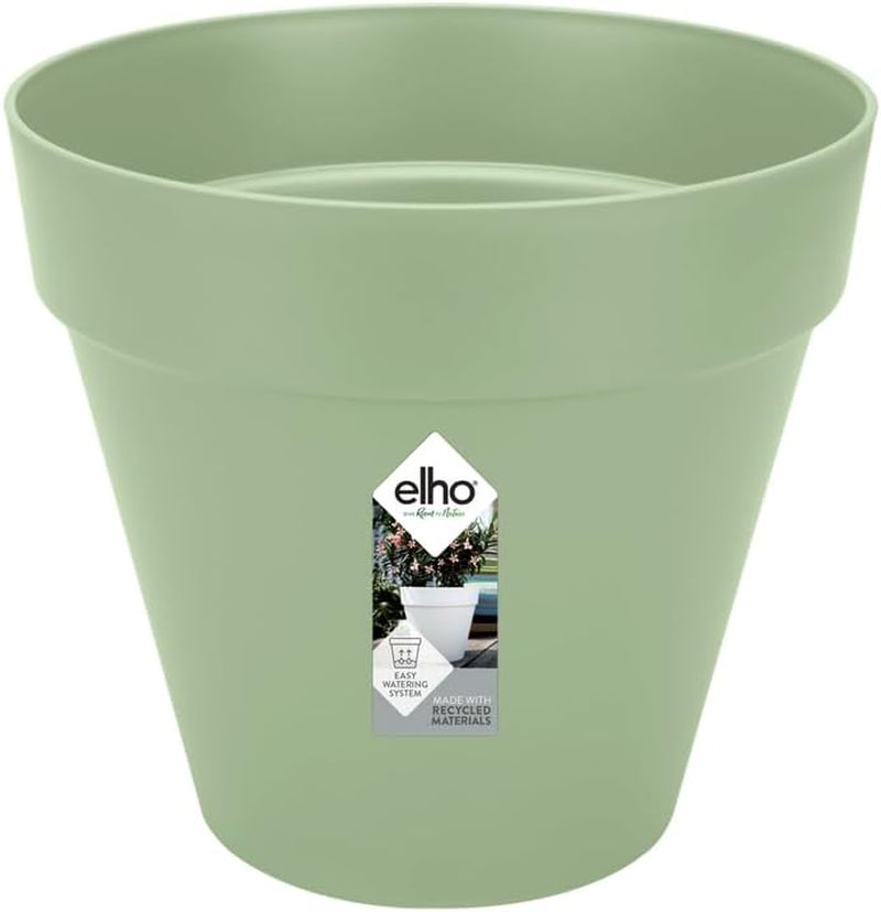elho Loft Urban Round 40 - Ghiveci de flori pentru exterior - Plastic 100% reciclat - Ø 38,5 x H 35,3 cm - Galben/Ocru