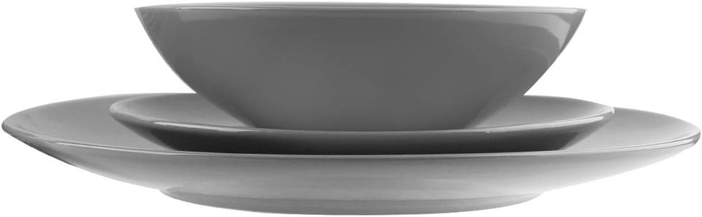 Amazon Basics Service de table en grès, 18 pièces, gris fumé, 6 services