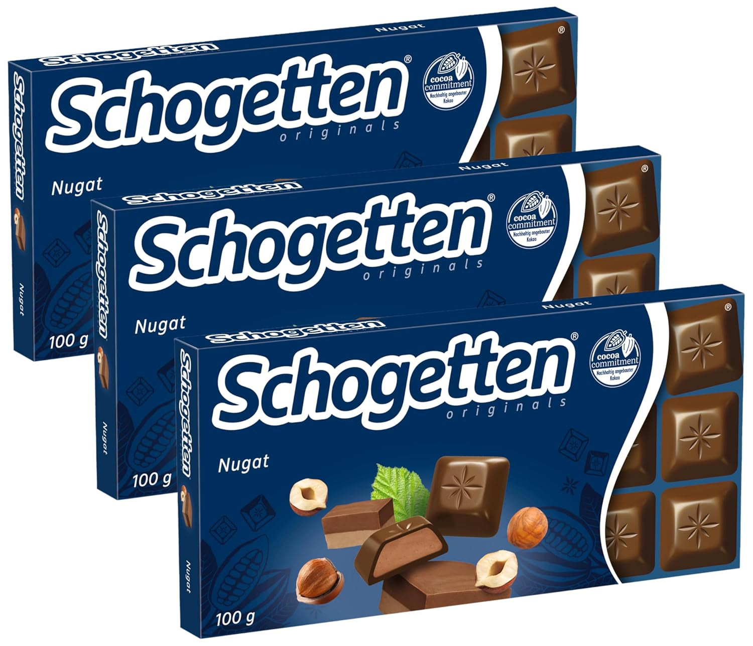 Tablette de chocolat Schogetten Nougat 100g, portion individuelle. Un délice. Pièce par pièce.