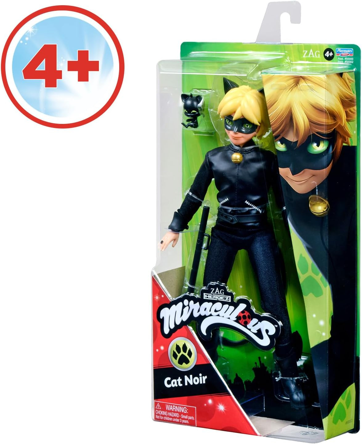 BANDAI - Miraculous Ladybug - Poupée mannequin 26 cm - Motan Noir - Sous licence officielle Miraculous - Poupée articulée Motan Noir - Jouet pour 4 ans et plus - P50002