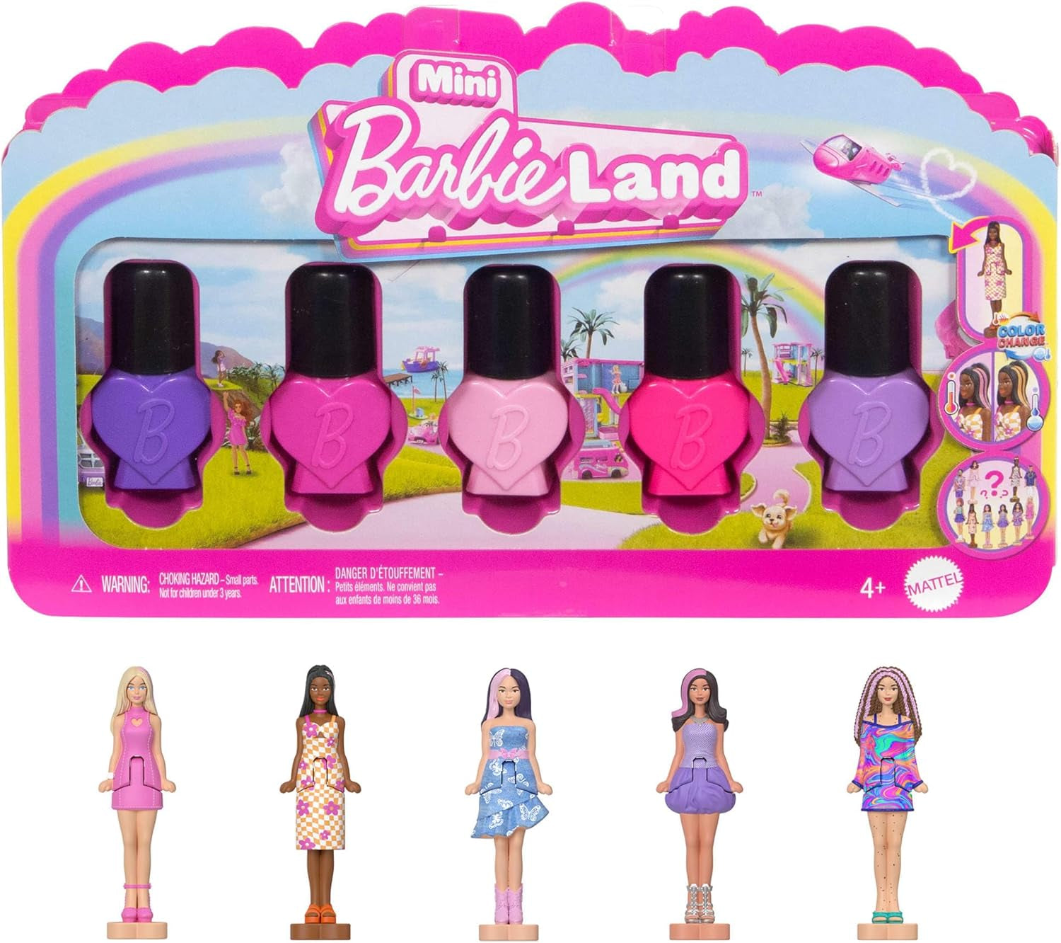 Barbie Mini BarbieLand Reveal-Puppen 5er-Set, ca. 4 cm große Puppen mit Überraschung beim Auspacken, verschiedene Reveals (Stile können abweichen), JCB27