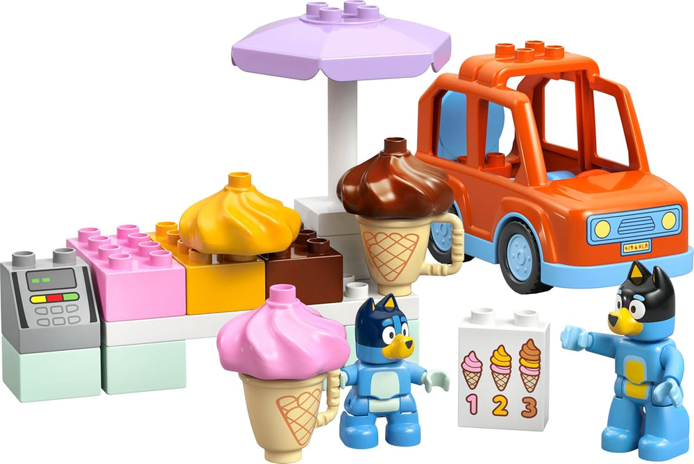 LEGO DUPLO Bluey : Transporter les enfants avec Bluey - Jeu de jeu pour petits enfants - Avec voiture de jeu et 2 figurines - Jeux pour enfants et jeunes à partir de 2 ans - 10458