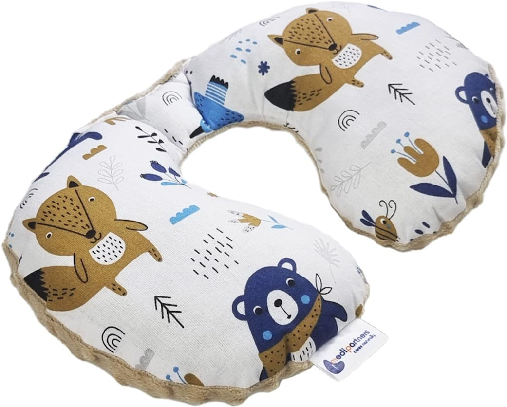 Medi Partners Oreiller cervical pour bébé 100 % coton / Minky Oreiller cervical pour voiture, poussette, voyage, sommeil, oreiller cervical Snooze Roll (REH avec Minky gris) Oreillers orthopédiques cervicaux Naty Shop Animaux Boho avec Minky beige