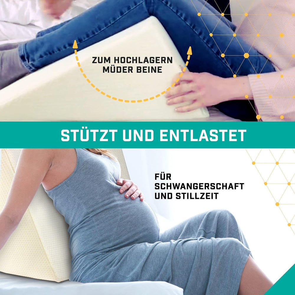 Pernă tip pană pentru pat și canapea – Ideală ca pernă de citit, spătar în pat sau pentru ridicarea picioarelor – Spumă stabilă dimensional – Husă lavabilă