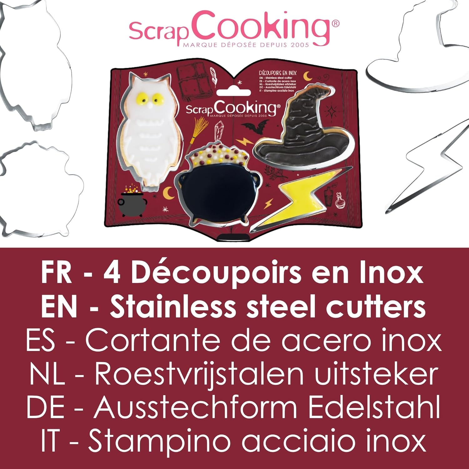 ScrapCooking Emporte-pièces en Acier Inoxydable 4 pièces Accessoire de pâtisserie décoration d'anniversaire - 2071