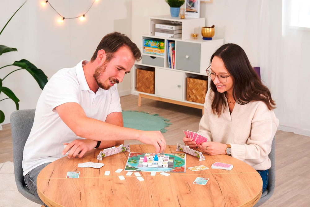 Zoch Ananda - Un jeu de société stratégique aux influences méditatives, construction de temples utilisant des tactiques, moines méditant dans des zones colorées, collecte de points de karma, jeu familial à partir de 10 ans.