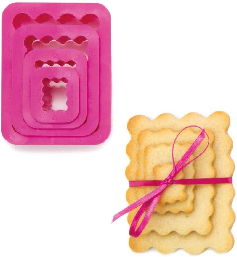 0255310 Lot de moules à biscuits rectangulaires, ondulés, 4 pièces 1,5-3,5-5,5-7,5 cm