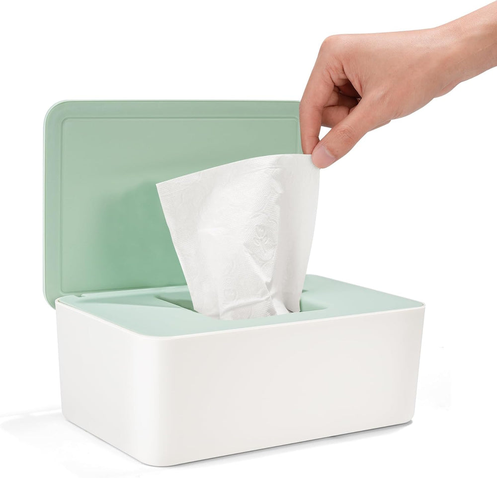 Boîte de lingettes humides avec couvercle, boîte de lingettes humides, distributeur de lingettes humides pour bébé, boîte de rangement étanche et scellée, distributeur de lingettes humides pour salle de bain, cuisine, blanc
