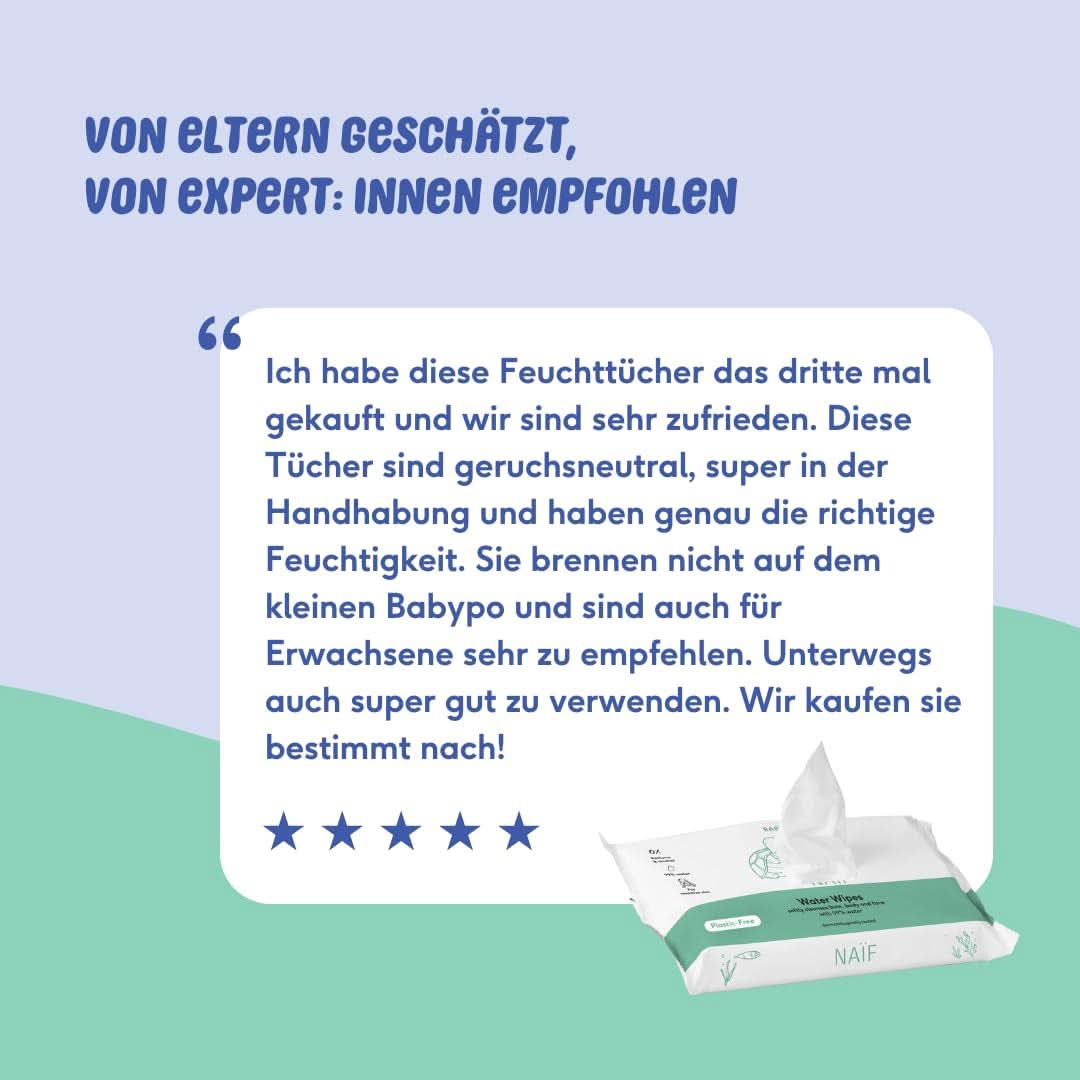 Naïf Plastikfreie Feuchttücher 864 Stück (16Er X 54 Feuchttuch) - Pflege Für Babypo, Körper Und Gesicht - 99% Aus Wasser - 0% Parfüm Und Alkohol - Nachhaltige Feuchttücherbox Eukalyptus Sensitiv Naty Shop