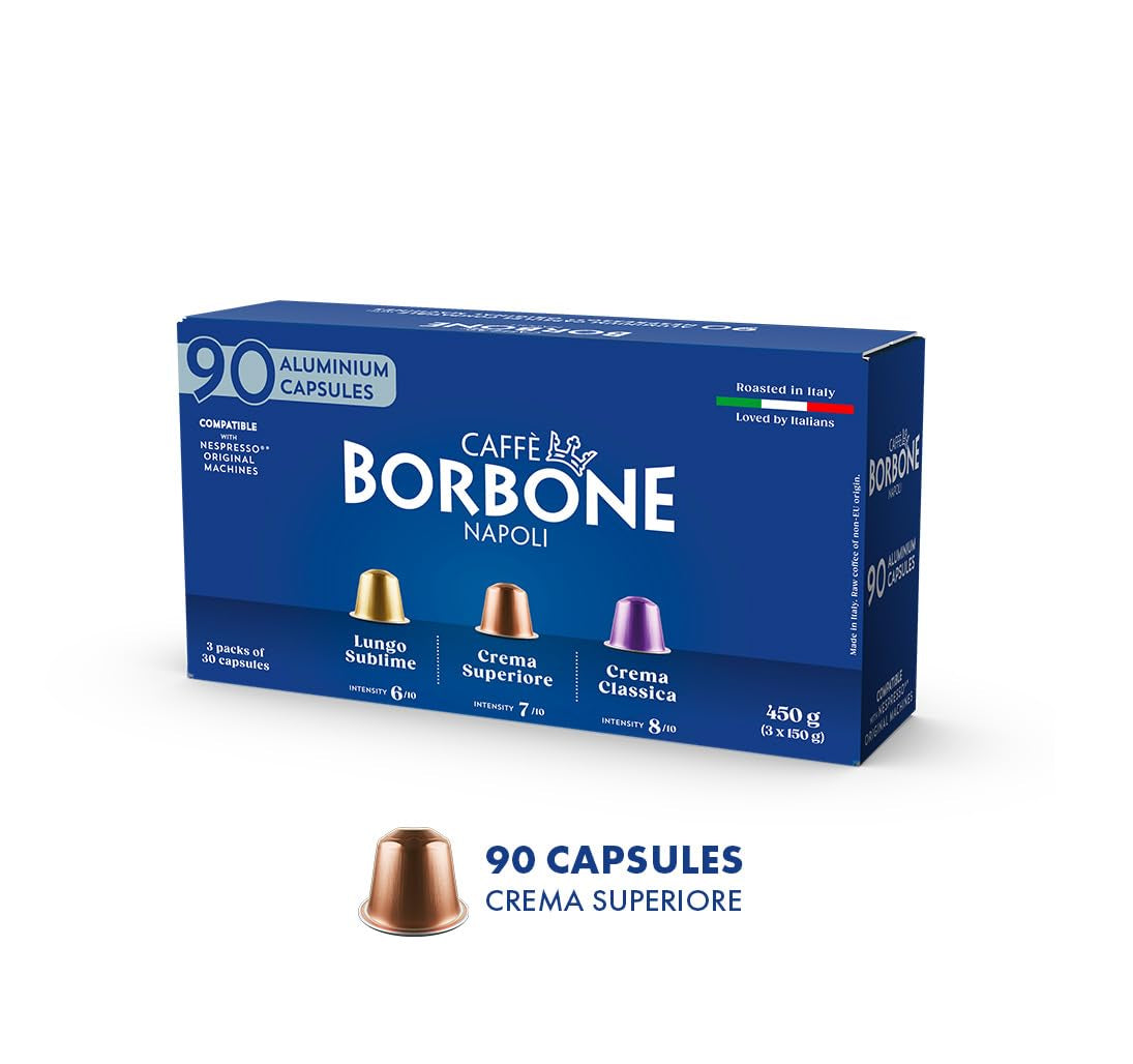 Caffè Borbone Crema Superiore - 90 Kaffeekapseln - riche et crémeux - Compatible avec Nespresso®* Haushalts-Espressomaschinen