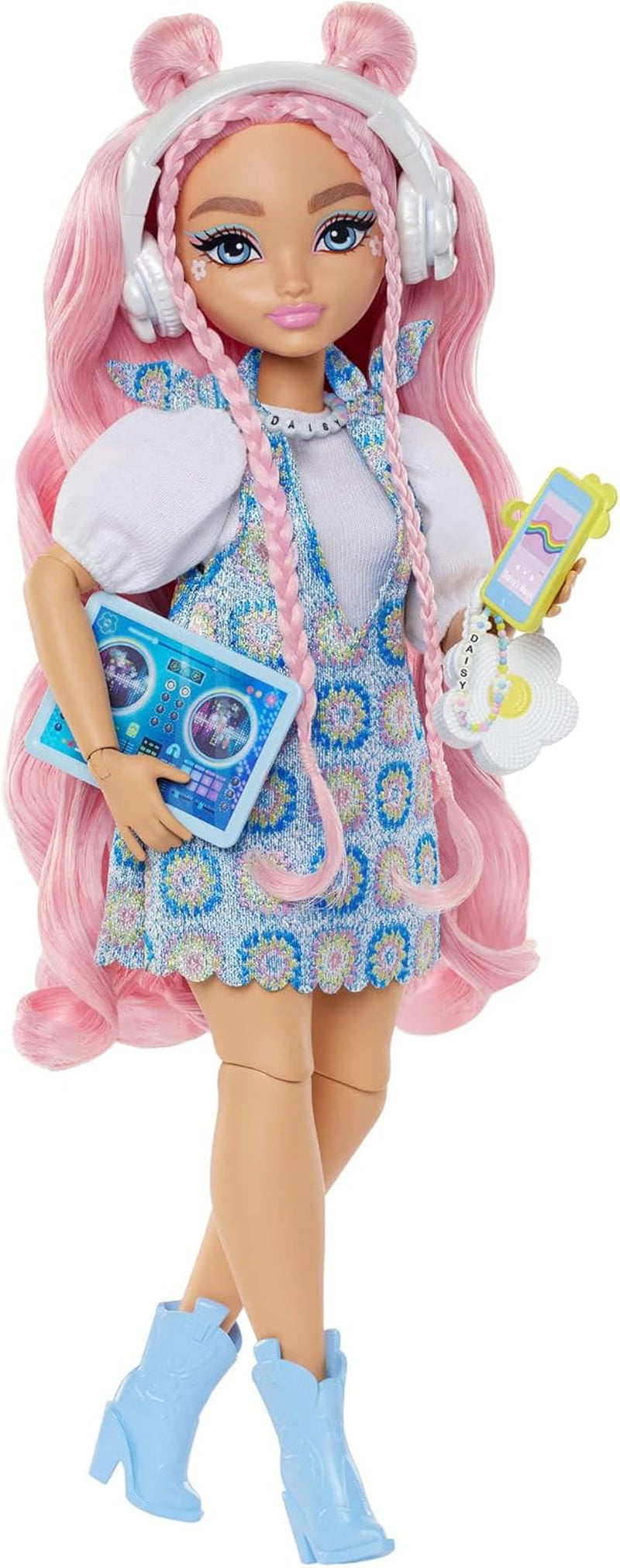 Dream Besties Poupée Barbie et accessoires, poupée mannequin Teresa mobile avec cheveux bruns et pinces à cheveux, 10 pièces sur le thème du jeu vidéo, poupées HYC23 Naty Shop Dj et musique