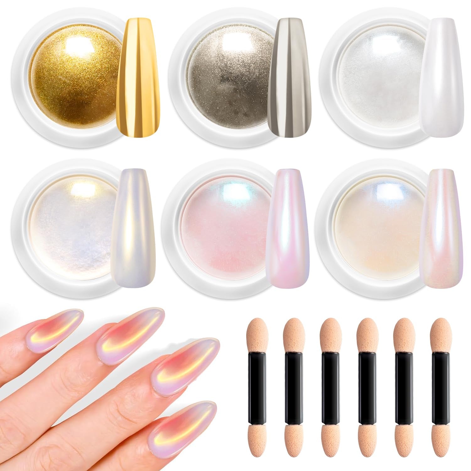 BISHENGYF Rose Gold Chrome Nail PowderNeue Upgrade Grosse Kapazität Chrom PulverSuper-Spiegeleffekt Metall Mirror Chrome Powder –Neon Glassy Pearl Effect Glitter Nagelkunst Pulver Für DIY Salon