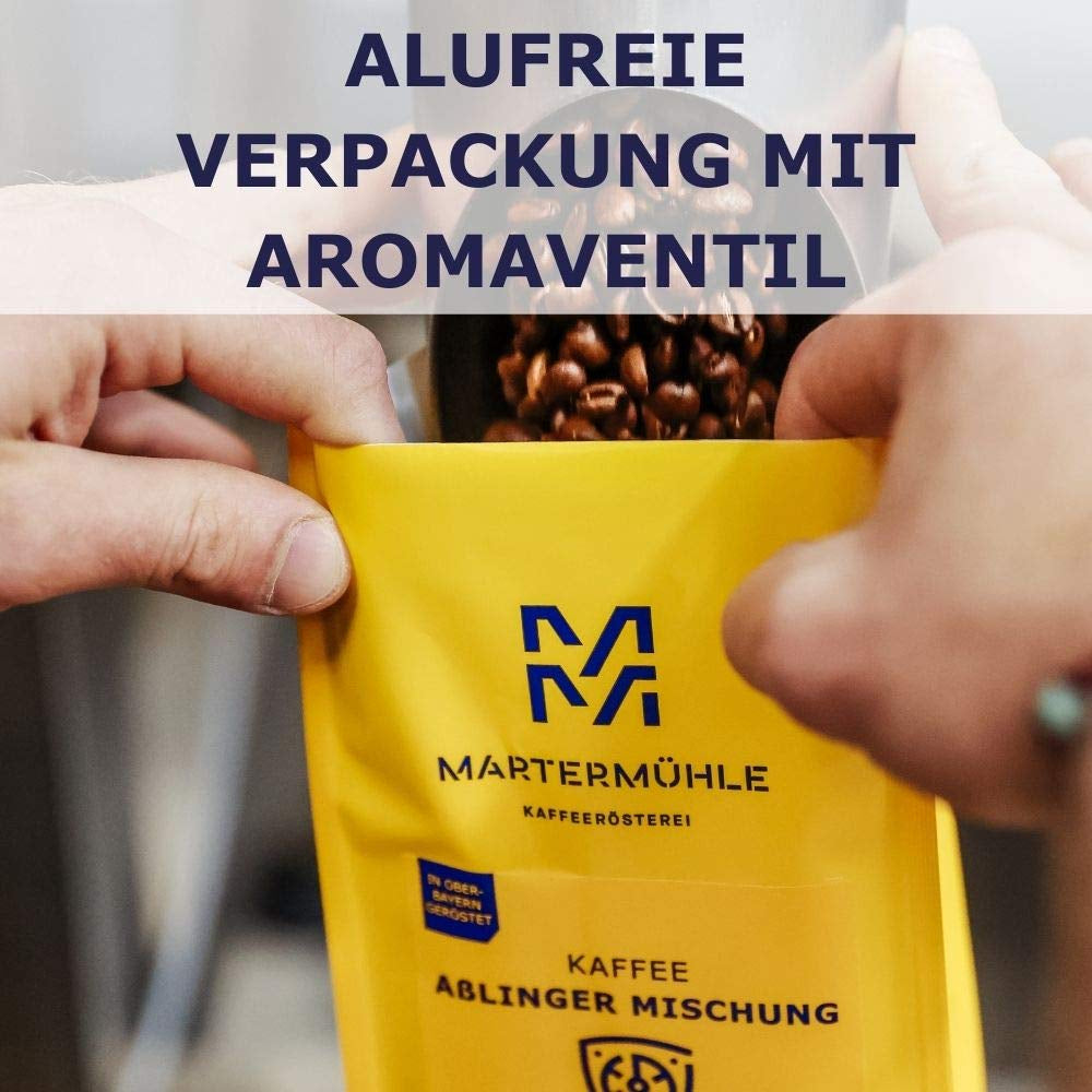 Martermühle Crème Espresso Forte 500g | Arabica/Robusta | Saveurs : Cacao noir, noisette | Grains d'espresso entiers légèrement torréfiés, faible acidité
