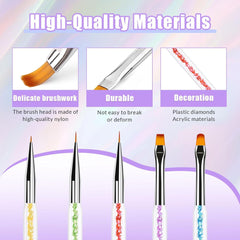 Sularpek 6 pcs Nagel Pinsel, Nail Art Pinsel, Pinsel Nageldesign, Nagel Pinsel Set, Nail Art Dotting Tools avec 1 pinceau éponge applicateur, Nageldesign Zubehör pour DIY Nail Art Design