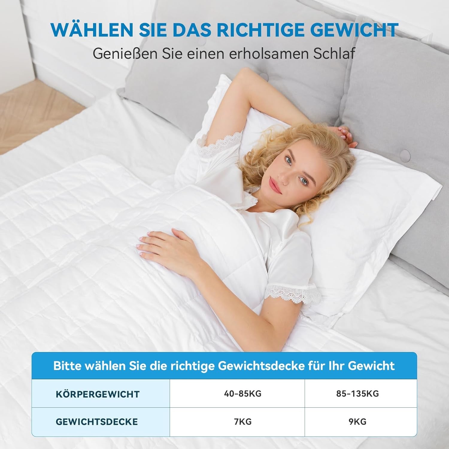 Couverture lestée 7Kg 135X200Cm, couverture lestée en 100% coton, couverture lestée pour adultes pour un sommeil profond, couverture lourde, couverture thérapeutique anti-stress, couverture de relaxation Lits et couvertures Besuche den Autsel-Store