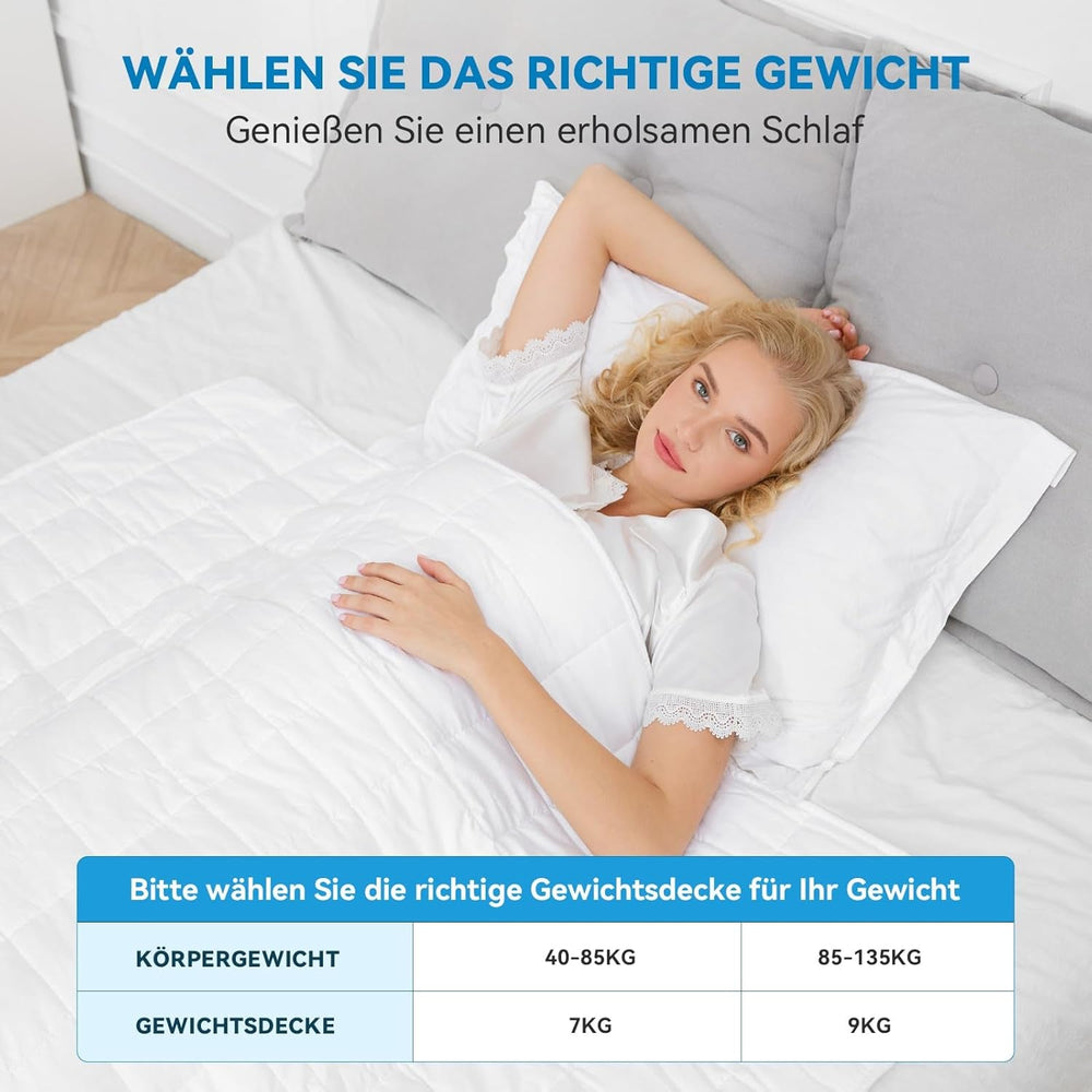 Couverture lestée 7Kg 135X200Cm, couverture lestée en 100% coton, couverture lestée pour adultes pour un sommeil profond, couverture lourde, couverture thérapeutique anti-stress, couverture de relaxation Lits et couvertures Besuche den Autsel-Store