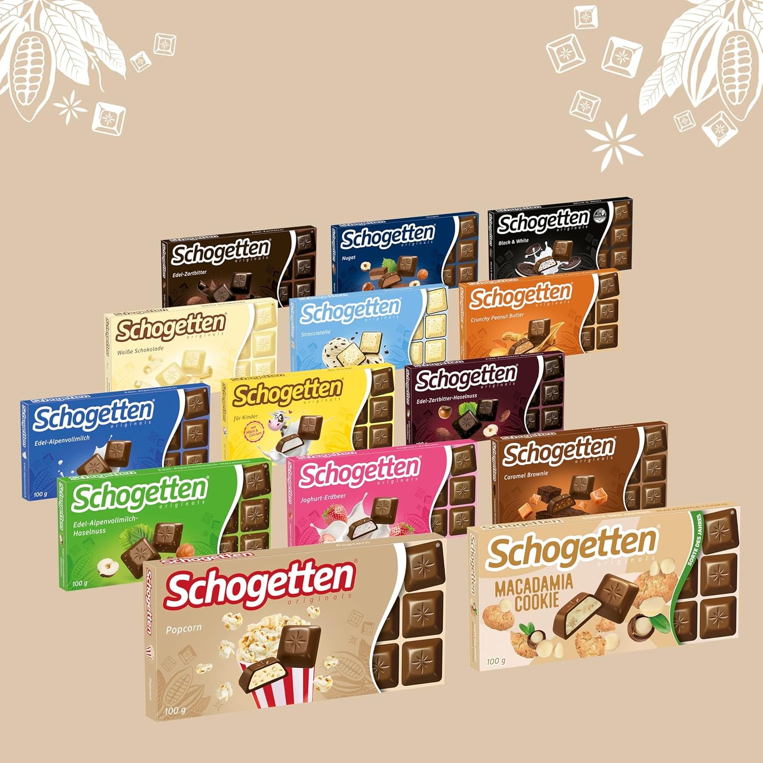 Popcorn Schogetten 1 barre de chocolat x 100g, chocolat au lait avec popcorn et morceaux de maïs, morceaux individuels pratiques. Un délice. Pièce par pièce.