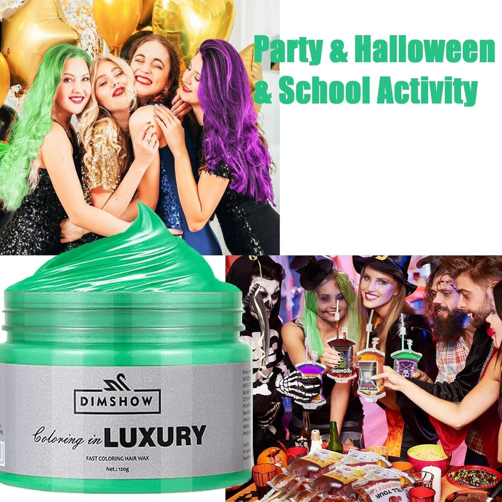 Cire capillaire temporaire verte, laque temporaire Crazy Green, boue semi-permanente lavable, coloration unique, pâte capillaire coiffante instantanée, couleur naturelle pour les fêtes, les activités et la teinture capillaire Halloween Naty Shop