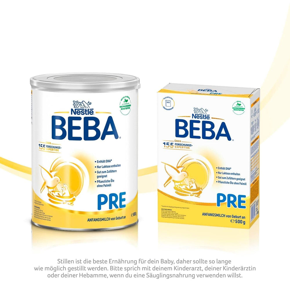 BEBA PRE Lapte inițial de la naștere, hrană pentru copii cu DHA, doar lactoză, fără ulei de palmier, pachet 3 (3 x 800 g) Naty Shop