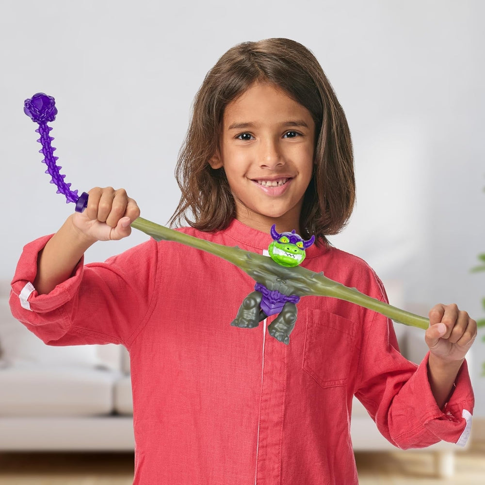 Heroes of Goo Jit Zu Stretch Strikers Deluxe Hero Pack Rock Jaw, figură de acțiune extensibilă cu peste 20 de unelte de luptă grozave Action figures Naty Shop