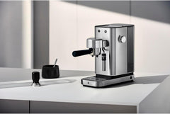 Machine à expresso WMF Lumero, porte-filtre, 1400 watts, porte-filtre, 3 inserts, pour 1-2 tasses à expresso, y compris pour capsules, 15 bars, porte-gobelet, mousseur à lait, acier inoxydable mat
