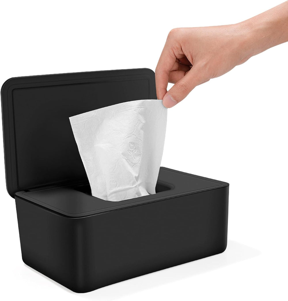 Boîte de lingettes humides avec couvercle, boîte de lingettes humides, distributeur de lingettes humides pour bébé, boîte de rangement étanche et scellée, distributeur de lingettes humides pour salle de bain, cuisine, blanc