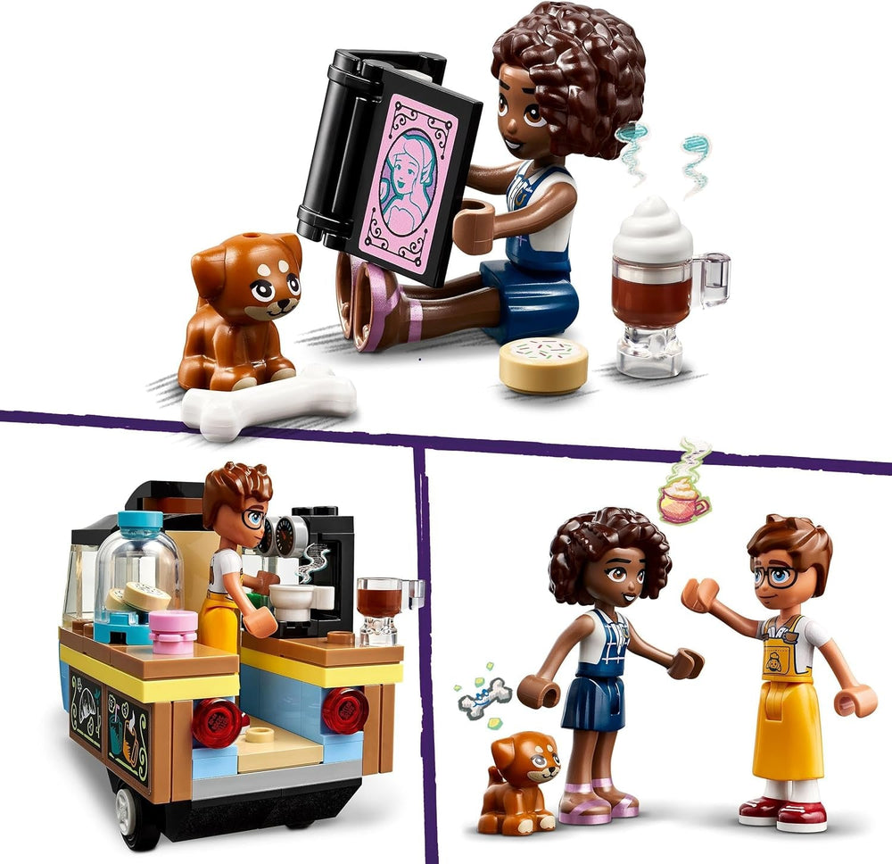 LEGO Friends Rolling Café Petit jouet de pâtisserie pour enfants, cadeau pour filles et garçons de 6 ans, jouet éducatif avec Aliya, Jules et Aira le chien 42606 Jeux de construction Beuche den LEGO-Store
