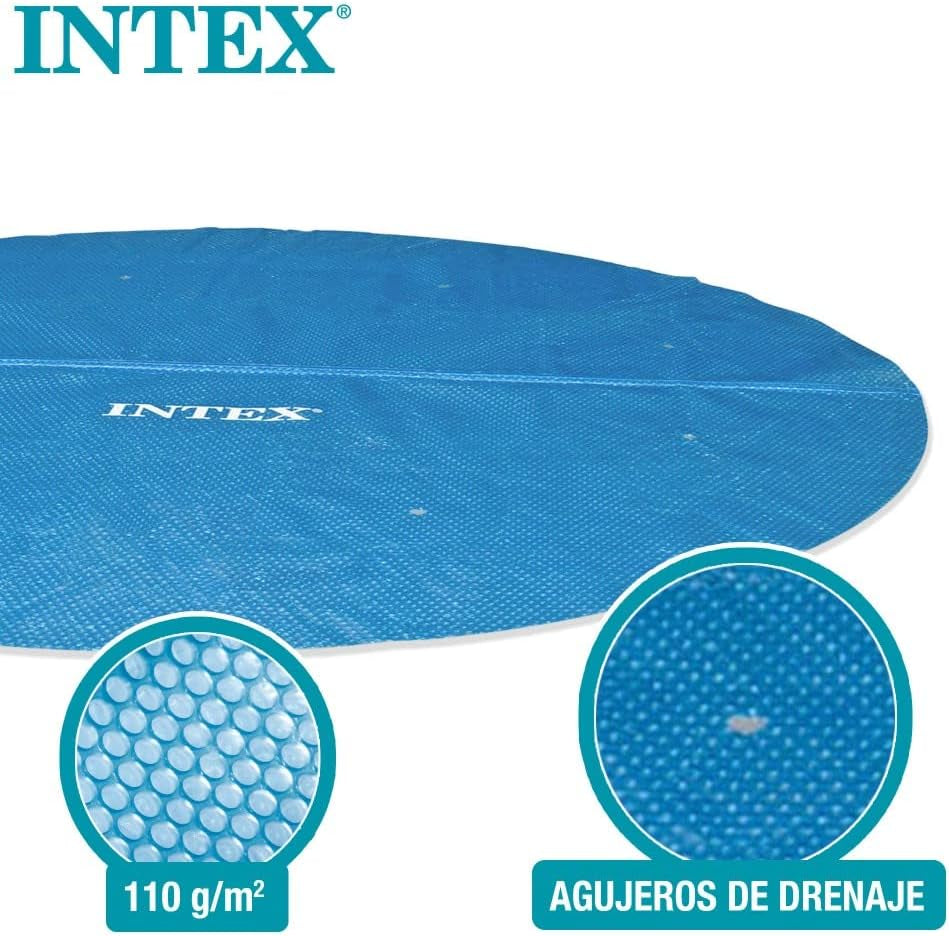 Bâche solaire pour piscine Intex Easy and Frame 305 cm de largeur, épaisseur de 120 microns, taille fabriquée : env. 290 cm, 28011 Bleu