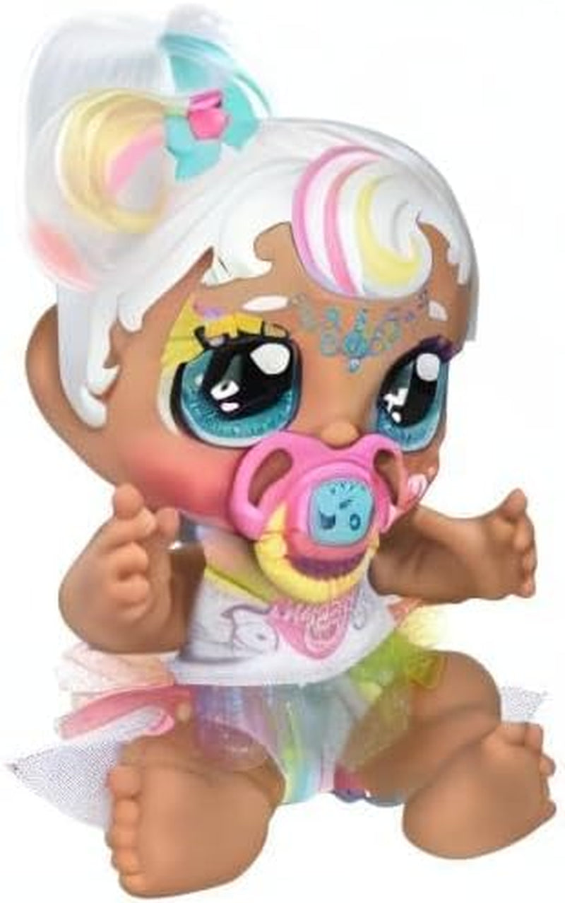 Baby Sister-Puppe Mini Mello als Einhorn, 1 Chiot avec sucette Spielzeug et Zauberschwamm pour magische Gesichtsbemalung. Grande, scintillante Augen, biegsame Arme und Beine, 50275
