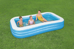 Bestway Family Pool Deluxe Piscine rectangulaire pour enfants facile à installer Bleu 305 x 183 x 56 cm Matelas gonflables et accessoires gonflables 305 x 183 x 56 cm Couleur