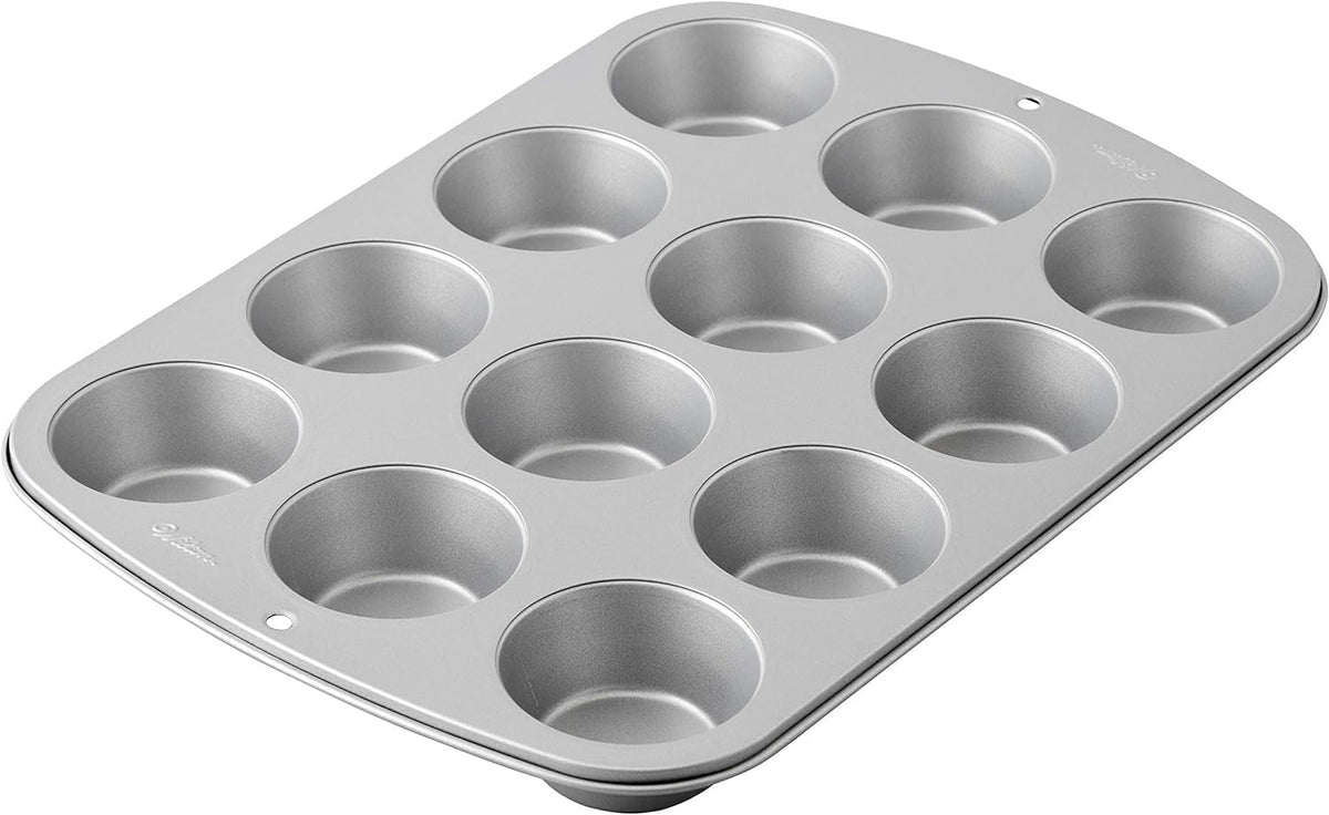 Wilton 03-3118 Cupcake- /Muffin-Backform, Recette Right, Antihaft, 12 Vertiefungen, Grau Moules et plaques à pâtisserie Naty Shop