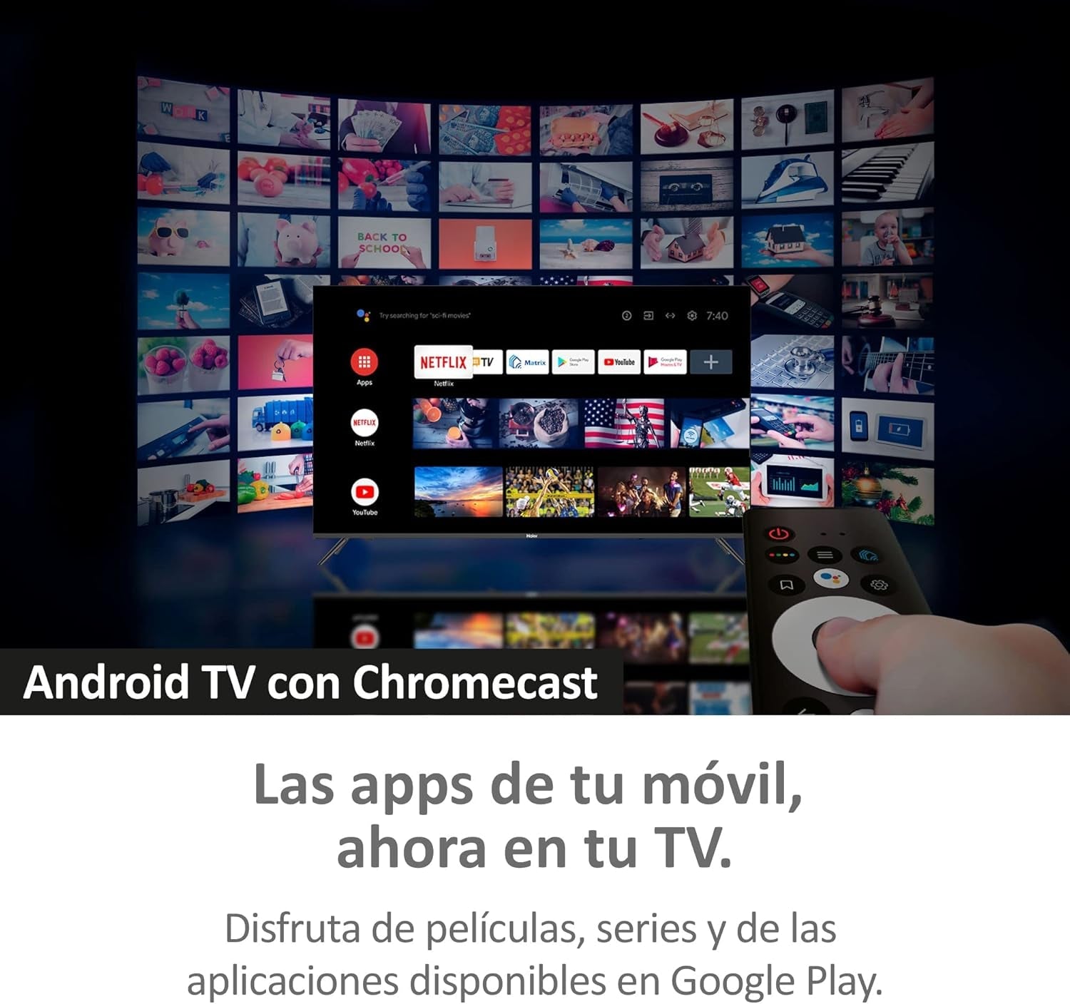 Haier Direct LED Full HD H32K702FG - Smart TV de 32", HDR, Dolby Audio, Android 11, Smart TV, Google Assistant, Bluetooth 5.1, DBX TV, HDMI 2.1 x 3, 2024