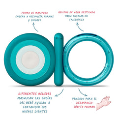 Suavinex Anneau de dentition en silicone pour bébé + 4 mois, anneau de dentition bleu papillon doux et léger