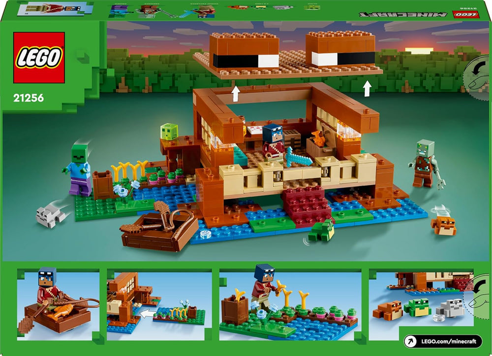 LEGO Minecraft The Frog House, maison de jouets avec figurines dont zombie, slime et noyé, ainsi que des accessoires tels qu'un bateau jouet et un établi, cadeau pour garçons et filles à partir de 8 ans 21256 Jeux de construction Besuche den LEGO-Store