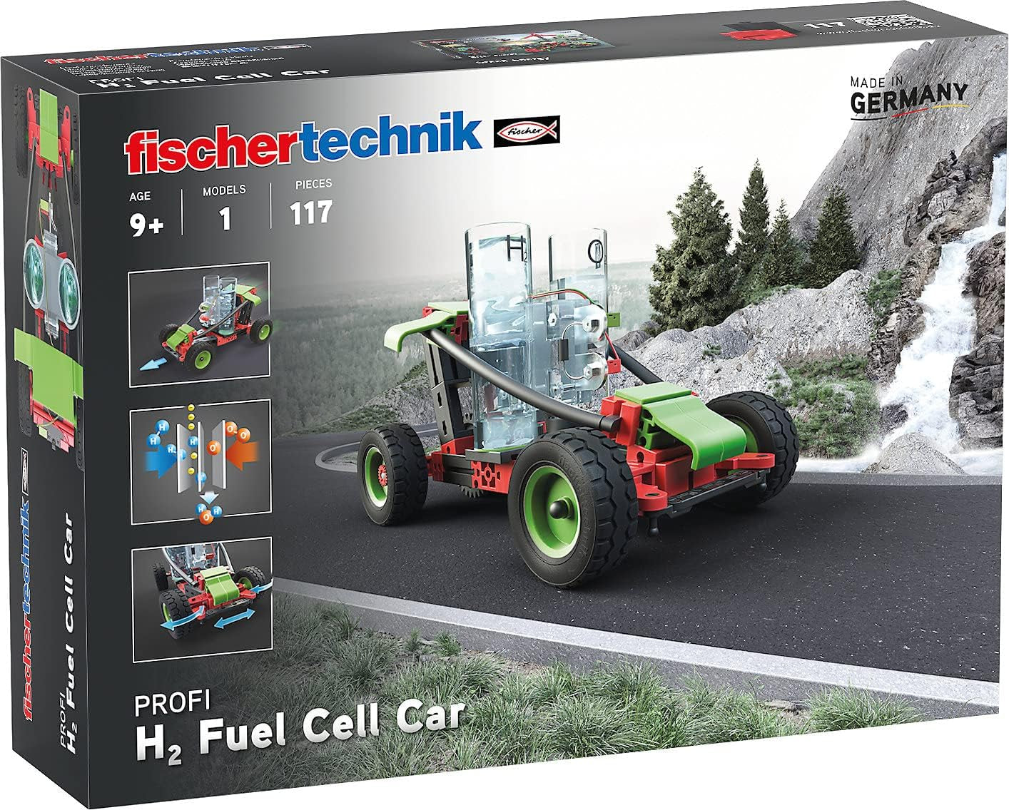 fischertechnik 559880 Profi H2 Fuel Cell Car – Bausatz für Kinder ab 9 Jahren, wasserstoffbetriebenes Fahrzeug zum Zusammenbauen, inkl. Motor & Brennstoffzelle, Schwarz