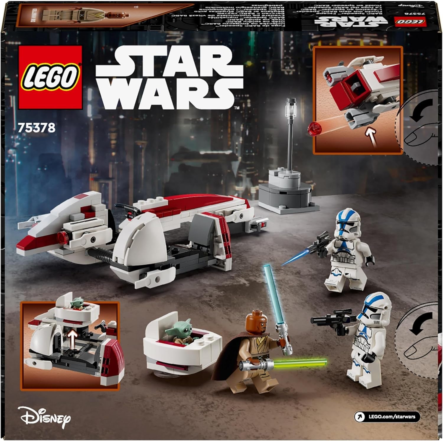LEGO Star Wars Escape With The BARC Speeder, the Mandalorian Set, Toy Bike With Sidecar, Includes The Figures Kelleran Beq And Grogu, Gift For Boys And Girls From 8 Years 75378 Seturi de constructie Besuche den LEGO-Store