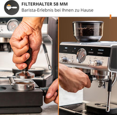 Machine à expresso manuelle Krups Precision avec porte-filtre et moulin, machine à café barista avec panneau de commande intuitif, réglages de pré-infusion, machine à expresso avec buse vapeur, chauffage rapide, XP801T10