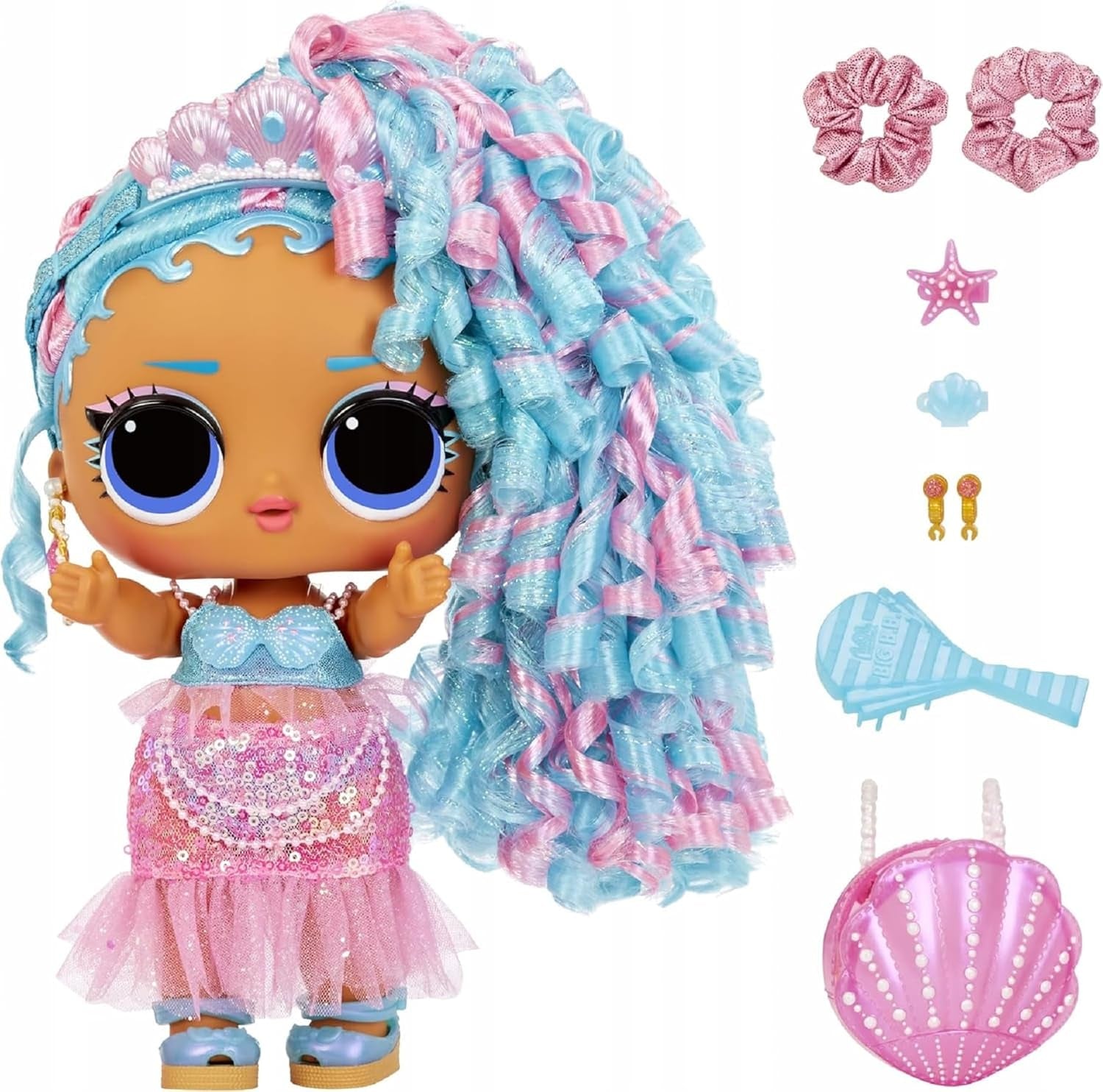 MDR. Surprendre! Big Baby Hair Hair Hair – SPLASH QUEEN – 27,94 cm, grosse poupée avec 14 accessoires, accessoires pour cheveux et cheveux véritables – pour enfants et adolescents à partir de 4 ans