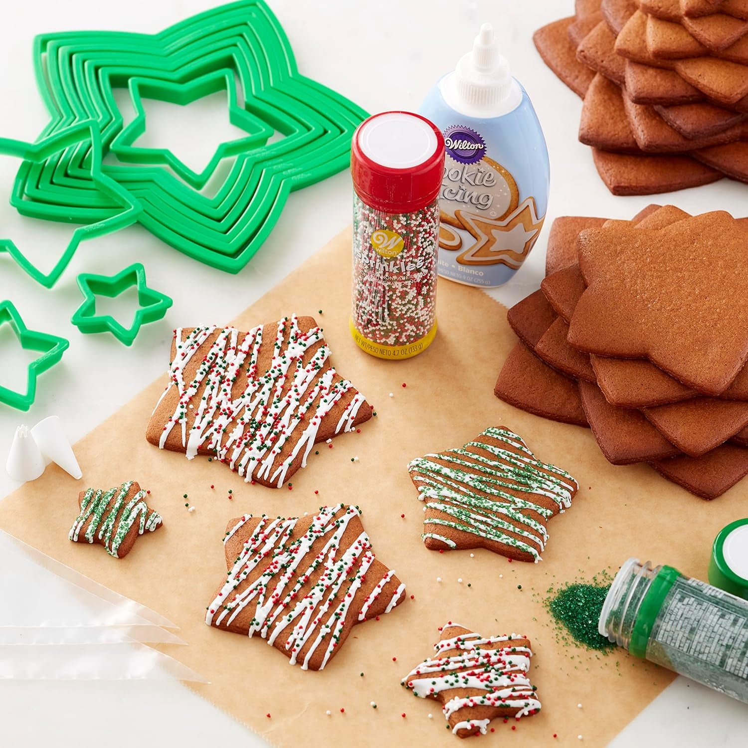 Wilton 2104-5919 Ensemble de coupe-arbre en pain d'épices, plastique, vert