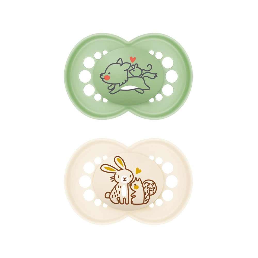 Sucette MAM Originale | Sucette en latex | 0-6 mois | Sucette bébé adaptée à l'allaitement | Recommandé par les sages-femmes Résistant aux morsures | Latex de caoutchouc naturel | Mouton/Lapin | Paquet de 2