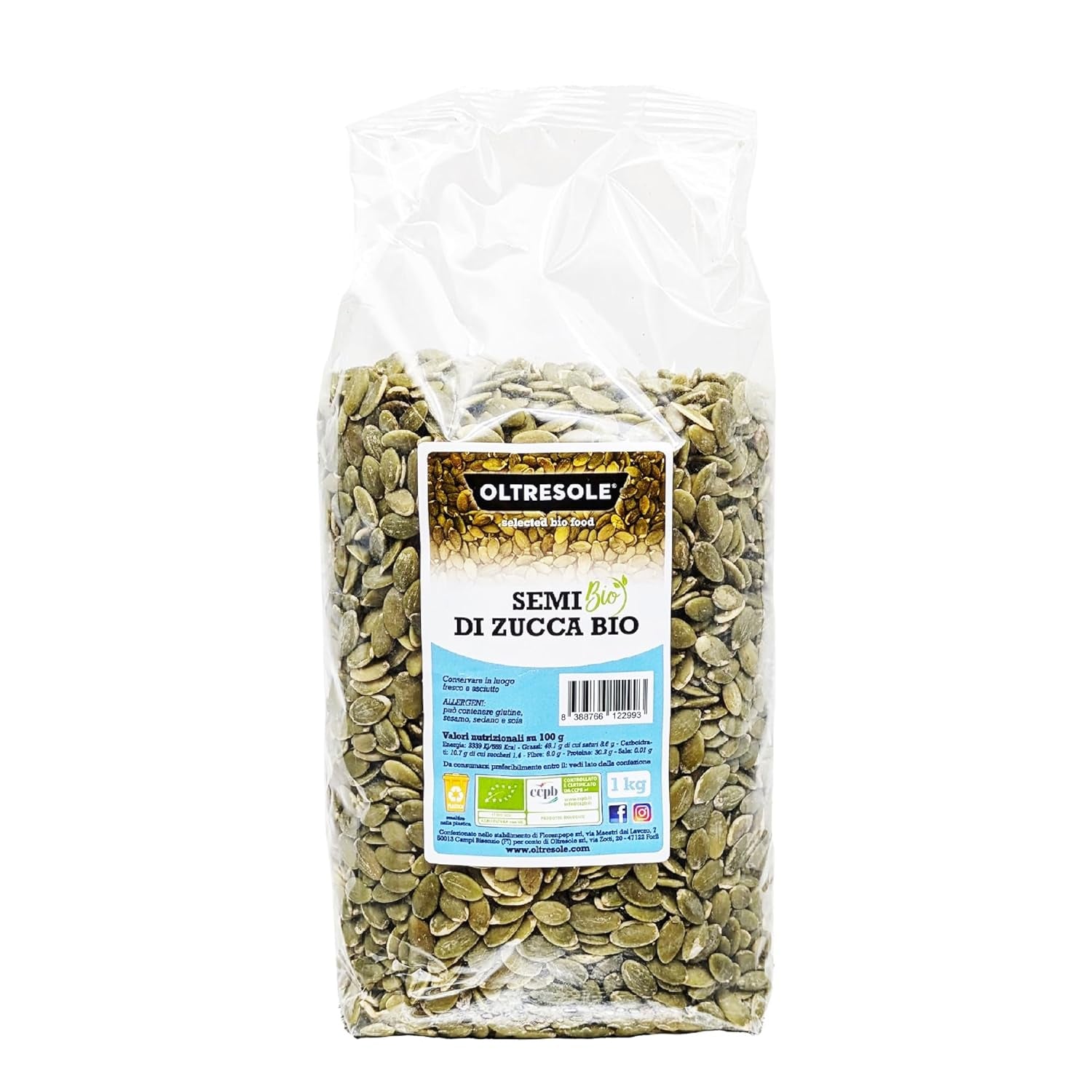 Graines de citrouille décortiquées biologiques 3 kg, graines biologiques crues, grasses, non torréfiées et non salées, idéales comme collation ou salade, format pratique