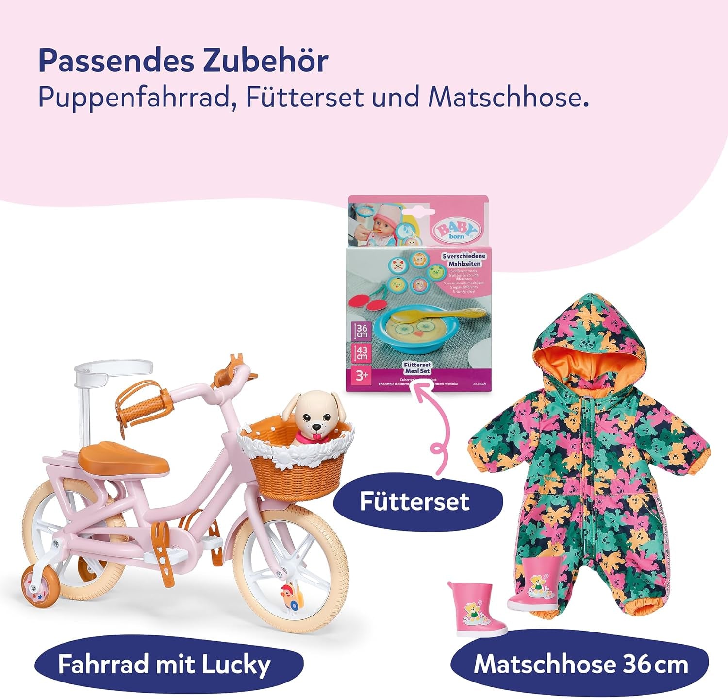 BABY Born Lena Pink, 36 cm große Puppe mit 7 Funktionen für Kinder ab 1 Jahr