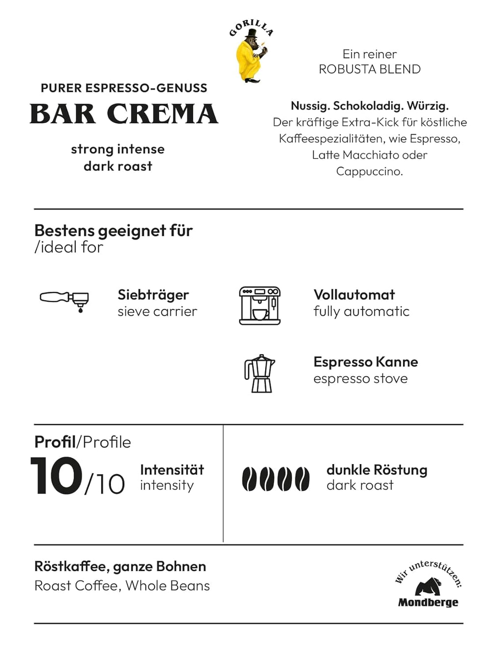 Joerges Kaffee ganze Bohnen Espresso Bar Crème, 1 kg (Packung mit 2)